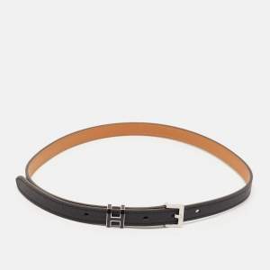 Hermes Noir Epsom Leather Pop H Buckle Belt 70 CM