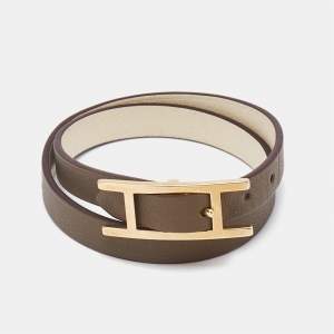 Hermès Behapi Reversible Leather Rose Gold Plated Bracelet