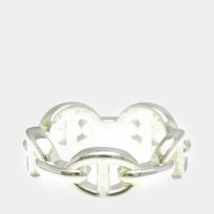 Hermes Silver Chaine d’Ancre Fashion Band Ring EU 51