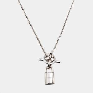 Hermès Kelly Cadenas Kelly Lock Sterling Silver Pendant Necklace
