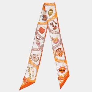 Pre Owned Hermès Orange Funny Ice Cream Silk Twilly 