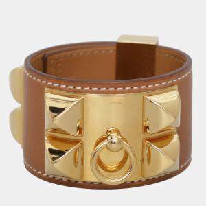 Hermes Gold Swift Calfskin Collier de Chien Bracelet