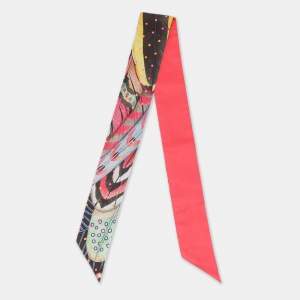Hermès Multicolor Silk Plumetis Twilly