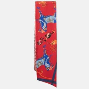 Hermès Red Printed Silk Maxi Twilly 