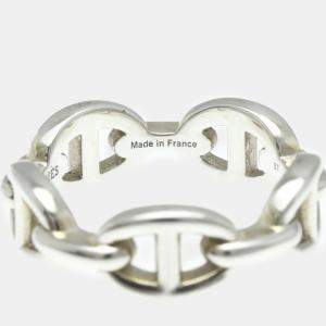 Hermes Silver 925 Chaine D’Ancre Band Ring EU 57