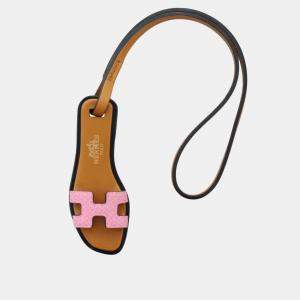 Hermes Pink Brown Leather Oran Nano Bag Charm