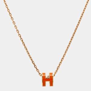Hermès Mini Pop H Enamel Gold Plated Necklace