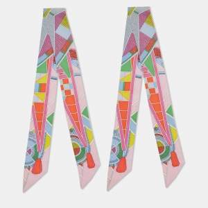 Hermès Multicolor L'Art Indien des Plaines Silk Twilly Set of 2