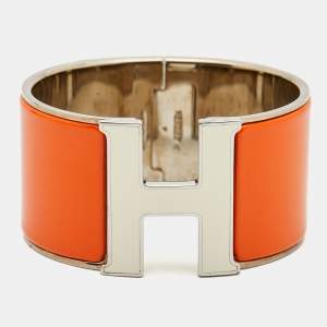 Hermès Clic Clac H Enamel Palladium Plated Extra Wide Bracelet