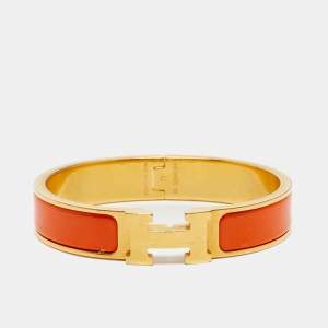 Hermès  Bracelet Clic H Orange Enamel Gold Plated Bracelet
