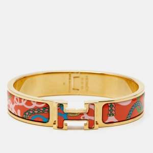 Hermès Clic H Panoplie Equestre Enamel Gold Plated Bracelet