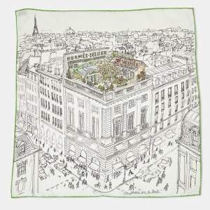 Hermes Cream Silk Un Jardin Sur Le Toit Scarf