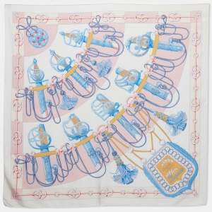Pre Owned Hermes White Cliquetis Print Scarf 