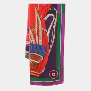 Hermès Multicolor Cashmere Blend Zouaves Et Dragons Scarf 