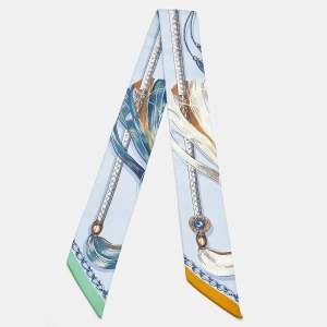 Hermès Blue Silk Cavalcades Twilly 