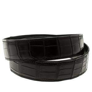 Pre Owned Hermes Black Porosus Crocodile Leather Belt Strap 85cm