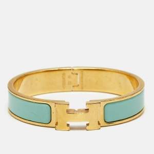 Hermès Clic H Turquoise Enamel Gold Plated Bracelet