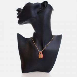 Hermes Pink Leather O'Kelly Pendant Necklace