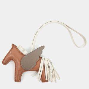 Hermes Gold Leather Pegasus Rodeo Bag Charm Small