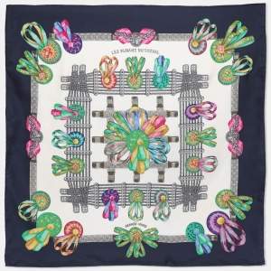 Pre Owned Hermès Multicolor Print Silk Les Rubans Du Cheval Scarf