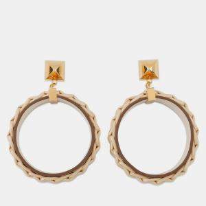 Pre Owned Hermes Medor Picnic Earrings Size Gm Nata Vaux Barenia Leather Willow