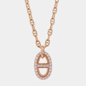Pre Owned Hermes Chaine D'Ancre Farandole Pendant PM Sth 221303B 00St 18K Pink Gold Chain Necklace