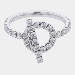 Pre Owned Hermes Finesse Ring 18K White Gold EU 53/#13H219610B 00053