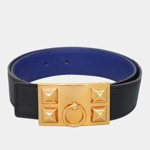 Pre Owned Hermes Reversible Leather Belt With Collier de Chien Buckle