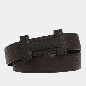 Pre Owned Hermes Brown Togo Box Calf Constance Reversible Belt #80 Small