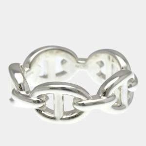 Pre Owned Hermes Chaine D'Ancre Silver Fashion No Stone Band Ring Silver EU 53