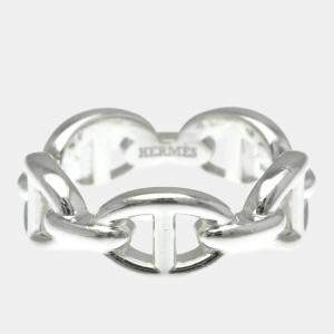 Pre Owned Hermes Chaine D'Ancre Silver Fashion No Stone Band Ring Silver EU 52