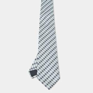 Pre Owned Hermès Blue Jacquard Silk Traditional Tie 