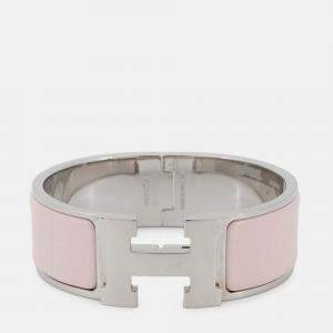 Pre Owned Hermes Clic Clac H Size Pm Rose Candor/Silver Metal Enamel
