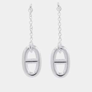 Pre Owned Hermes Chaine D'Ancre Earrings Size Mm Sv925
