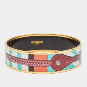 Pre Owned Hermes Enamel Gold Plated Bangle Bracelet