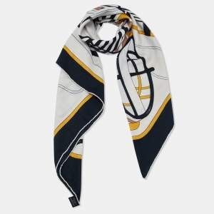 Pre Owned Hermès Noir/Naturel Cashmere Thalassa Shawl 