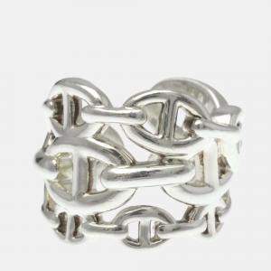 Pre Owned Hermes Chaine D'Ancre Farandole Silver No Stone Band Ring Silver