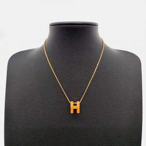 Pre Owned Hermes Gold Tone Pop H Necklace