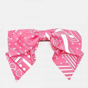 Pre Owned Hermes Pink Silk Ribbon Hair Pin