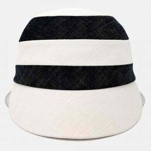 Pre Owned Hermes Black,/White Cotton Linen Hat