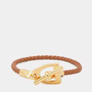 Pre Owned Hermes Etrier Bracelet Size T2 Gold Swift Leather
