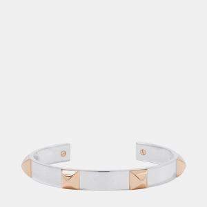 Pre Owned Hermes Mini Crew Bangle Size ST 18k Rose Gold Silver 925