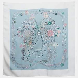 مملوكة مسبقًا وشاح هيرمس حرير بيردس دو غالا أزرق