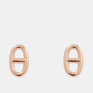 Pre Owned Hermes Chaine D'Ancre Stud Earrings 18K Pink Gold