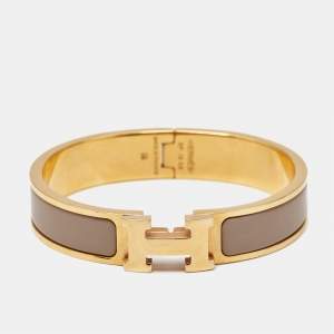 مملوكة مسبقًا Hermes Clic H Enamel Gold Plated Bracelet
