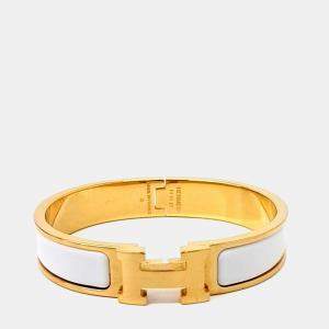Pre Owned Hermes Clic H Gold Tone Bracelet 