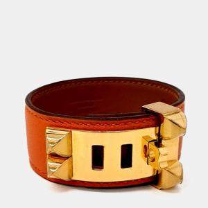 مملوكة مسبقًا Hermes Orange Leather Medore Bracelet