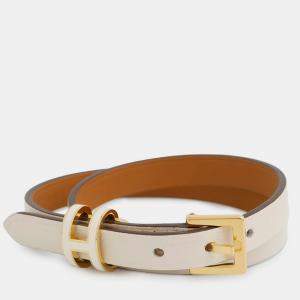 مملوكة مسبقًا Hermes Pop H Double Tour Leather Bracelet Size T2 Nata Swift Leather