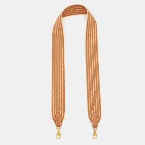 مملوكة مسبقًا Hermes Sangle Cordage Bag Shoulder Strap New Ecru/Gold Canvas