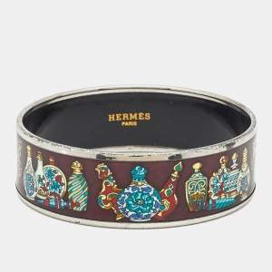 Pre Owned Hermes Enamel Palladium Plated Bangle Bracelet